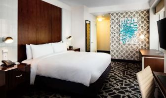 King bed at Hilton Brooklyn New York.