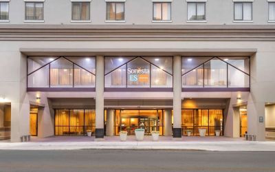 Entrance at Sonesta ES Suites San Antonio Downtown Alamo Plaza.