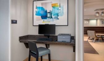 Business center with computer and printer at Sonesta ES Suites Atlanta Alpharetta North Point Mall.
