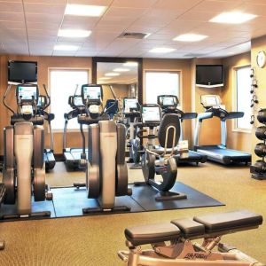 Fully equipped fitness center at Hilton Philadelphia At Penn's Landing.