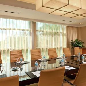 Professional meeting room with natural light at Hilton Orlando.