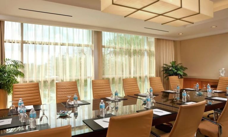 Professional meeting room with natural light at Hilton Orlando.