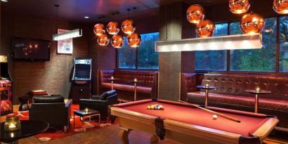 Hotel game room at Hyatt Regency New Brunswick.