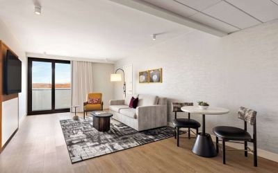 Spacious king room at Hyatt Regency New Brunswick.