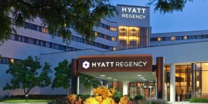Hotel exterior at Hyatt Regency New Brunswick.
