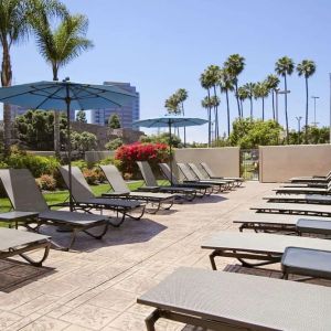 Beautiful sun deck perfect as workspace at Embassy Suites By Hilton San Diego-La Jolla.