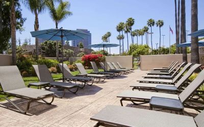 Beautiful sun deck perfect as workspace at Embassy Suites By Hilton San Diego-La Jolla.