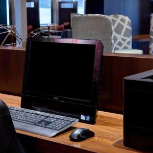 Business center with computer and printer at Sonesta Select Kansas City Airport Tiffany Springs.