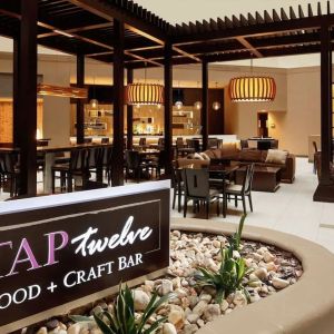 Restaurant area perfect for co-working at Embassy Suites By Hilton Crystal City-National Airport.