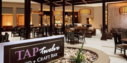 Restaurant area perfect for co-working at Embassy Suites By Hilton Crystal City-National Airport.