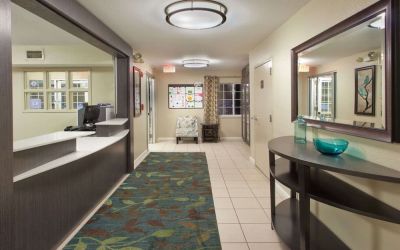 Hotel reception at Sonesta Simply Suites Dallas Las Colinas.
