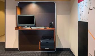 Business center with computer and printer at Sonesta Simply Suites Seattle Renton.