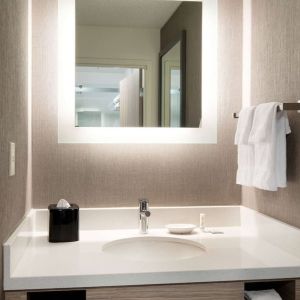 Private guest bathroom at Sonesta Select Seattle Renton.