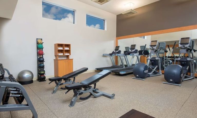 Fitness center at DoubleTree By Hilton Grand Rapids Airport.
