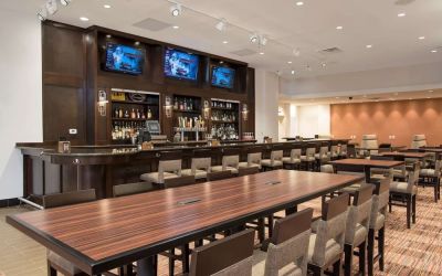 Hotel bar perfect for coworking at DoubleTree By Hilton Grand Rapids Airport.