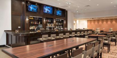 Hotel bar perfect for coworking at DoubleTree By Hilton Grand Rapids Airport.