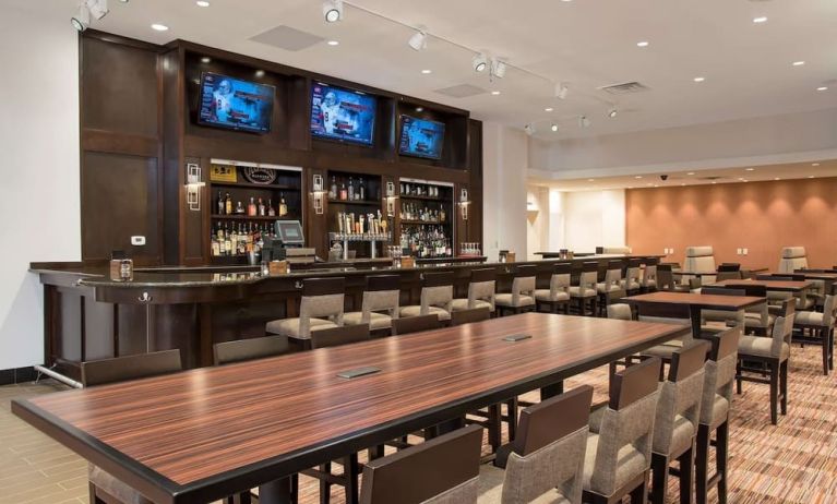 Hotel bar perfect for coworking at DoubleTree By Hilton Grand Rapids Airport.