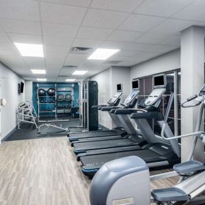 Fitness center at Hampton Inn & Suites Amelia Island-Historic Harbor Front.