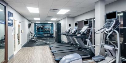 Fitness center at Hampton Inn & Suites Amelia Island-Historic Harbor Front.