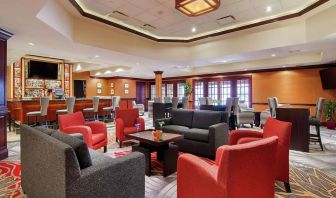 Lobby and coworking lounge at DoubleTree By Hilton Lisle-Naperville.