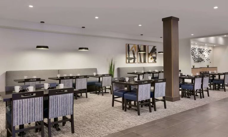 Breakfast area perfect for coworking at DoubleTree By Hilton Canton Downtown.