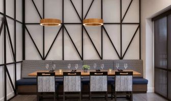 Dining area perfect for coworking at DoubleTree By Hilton Canton Downtown.