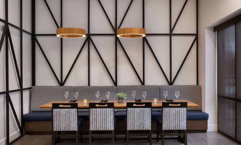 Dining area perfect for coworking at DoubleTree By Hilton Canton Downtown.