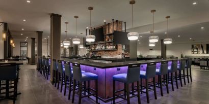 Hotel bar at DoubleTree By Hilton Canton Downtown.