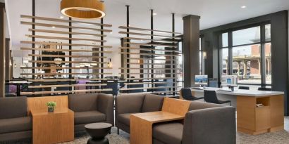 Business center and elegant workspace at DoubleTree By Hilton Canton Downtown.