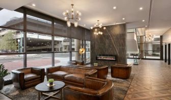 Lobby and coworking lounge at DoubleTree By Hilton Canton Downtown.