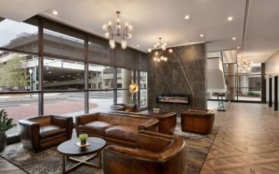 Lobby and coworking lounge at DoubleTree By Hilton Canton Downtown.