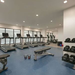 Fitness center at DoubleTree By Hilton Canton Downtown.