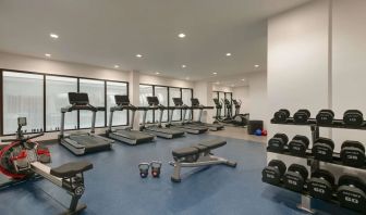Fitness center at DoubleTree By Hilton Canton Downtown.