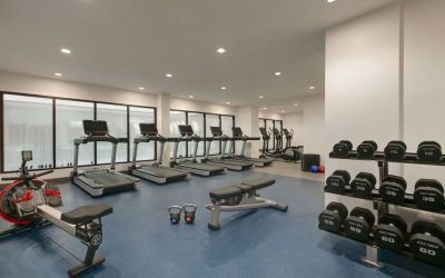 Fitness center at DoubleTree By Hilton Canton Downtown.