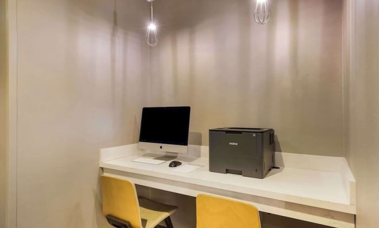 Business center with computer, printer and ergonomic chair at Sonesta ES Suites Parsippany Morris Plains.