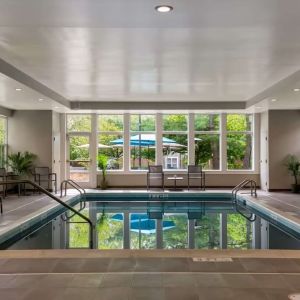 Relaxing indoor heated pool at Sonesta ES Suites Parsippany Morris Plains.