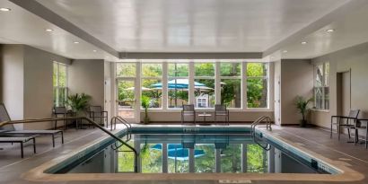 Relaxing indoor heated pool at Sonesta ES Suites Parsippany Morris Plains.