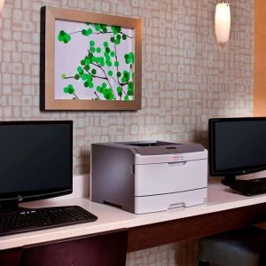 Business center with computers and printer at Sonesta ES Suites Birmingham Homewood.