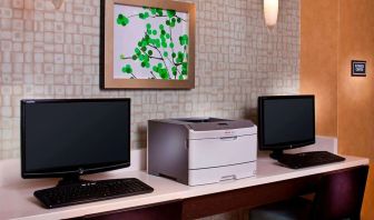Business center with computers and printer at Sonesta ES Suites Birmingham Homewood.