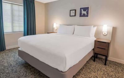 King bed at Sonesta ES Suites Austin The Domain Area.