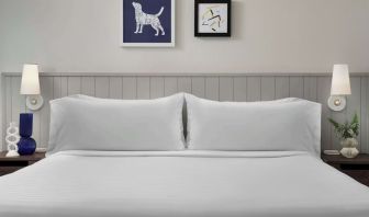 King bed at Sonesta ES Suites Austin The Domain Area.