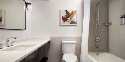Private guest bathroom at Sonesta White Plains Downtown.