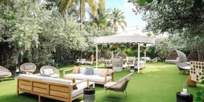 Patio lounge at Nautilus Sonesta Miami Beach.