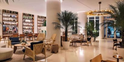 Lobby lounge at Nautilus Sonesta Miami Beach.