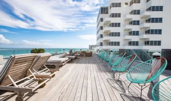 Terrace with lounge seating at Nautilus Sonesta Miami Beach.