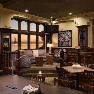 Hotel bar at Embassy Suites By Hilton San Francisco Airport Waterfront.
