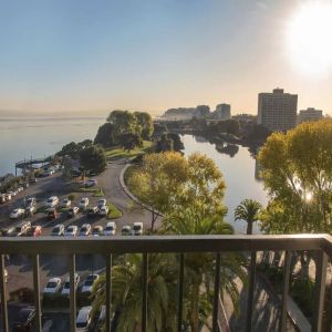 Balcony view at Embassy Suites By Hilton San Francisco Airport Waterfront.