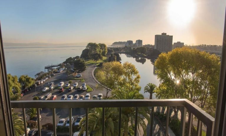 Balcony view at Embassy Suites By Hilton San Francisco Airport Waterfront.