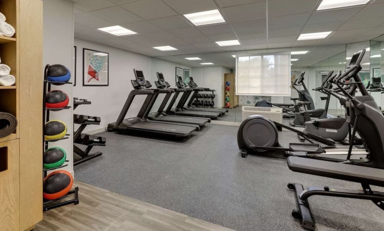 Fully equipped fitness center at Sonesta Simply Suites Miami Airport Doral.