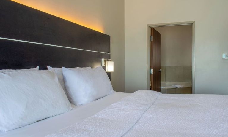 Day use room with king bed and private bathroom at 	Holiday Inn Express & Suites Yorkville.